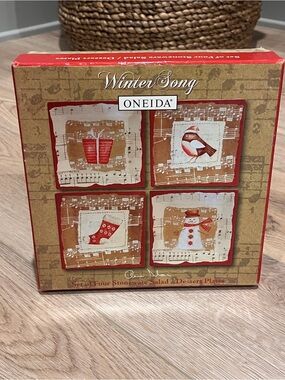 Oneida Winter Song Stoneware Salad/Dessert Plates